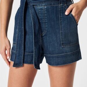 SPANX Denim Shorts Tie Waist Twilight Indigo L